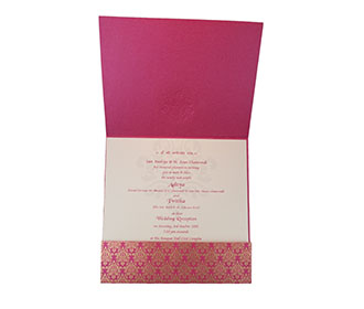 Exquisite Indian Wedding Card in Pink with Elephants & Motifs