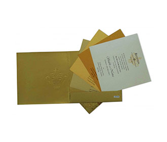 Exquisite Indian Wedding Card with Motifs & Multicolor Inserts