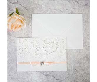 Exquisite laser cut wedding invitaion in Ivory Shimmer