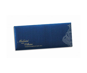 Exquisite Royal Blue Wedding Invitation with Motifs in Silver
