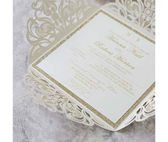 Fabulous Lace Wedding Invitation and RSVP set in Ivory