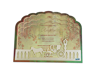 Fairytale theme wedding invitations in Ivory & green colour