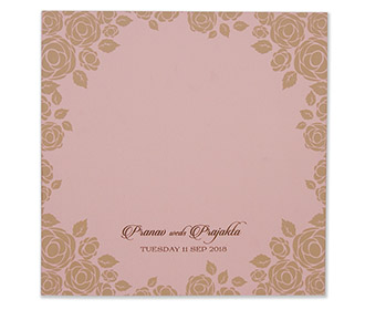 Floral hindu wedding invitation card in baby pink