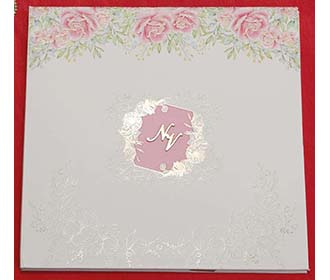 Floral Indian Wedding Invitation Card in Ivory Colour