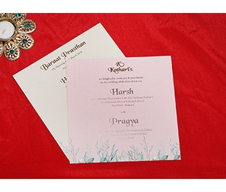 Floral Indian wedding invitation in powder blue colour