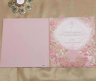 Floral Indian Wedding Invitation in Shades of Pink
