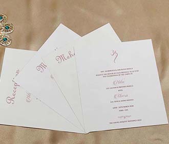 Floral Indian Wedding Invitation in Shades of Pink
