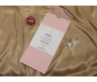 Floral pink laser cut wedding invite