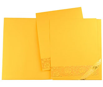 Floral themed Indian wedding invitation in yellow colour