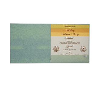 Floral themed wedding card in mint colour