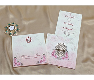Floral wedding invitation in multiple pastel colours