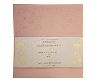 Floral wedding invitation in pastel pink colour