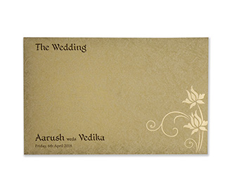 Four fold wedding card in red with ganesha & floral designs