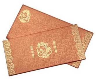 Shree Ganesh Wedding cards in Orange and Golden Colour