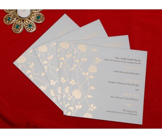 Ganesha cream floral wedding invite