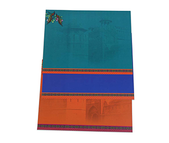 Ganesha theme hindu wedding invite in blue color