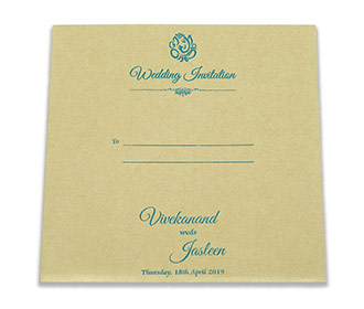 Ganesha theme laser cut wedding invite in blue colour