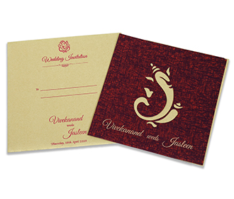 Ganesha theme laser cut wedding invite in maroon colour