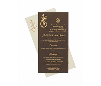 Ganesha Theme Wedding Card with Pull out Inserts in Brown