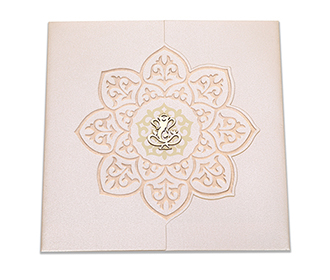 Ganesha theme wedding invitation in cream colour