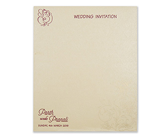 Ganesha themed floral wedding card in beige color