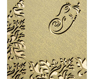 Ganesha themed laser cut invite in parchment colour