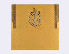 Ganesha Wedding Card in Golden Yellow Colour