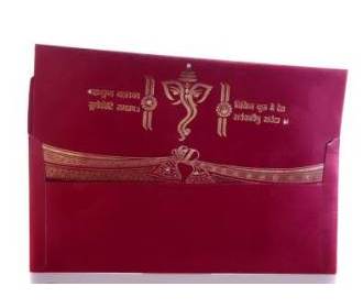 Ganesha Wedding Card in Red and Golden Colour