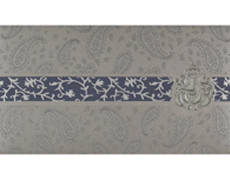 Ganesha Wedding Card in Silver Grey & Blue Paisley Design