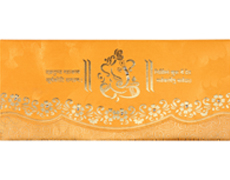Ganesha Wedding Card in Vibrant Orange and Golden Colour