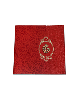 Gate fold Indian wedding Invitation in maroon with floral motifs