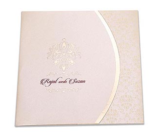 Gate fold multi-faith Indian wedding invitation in cream color