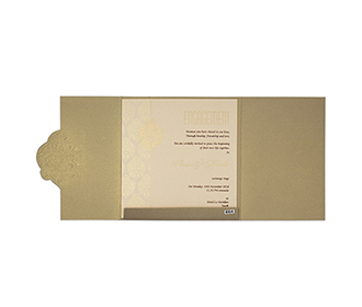Gate fold tamil wedding invite in brown with floral motifs