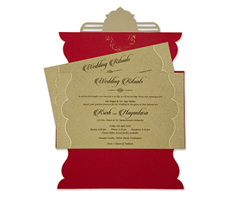 Gatefold ganesha wedding invitation in red & golden