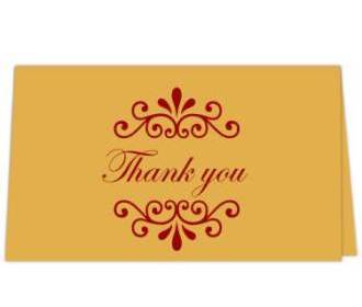 Thank you card  in Golden & Antique Red Color