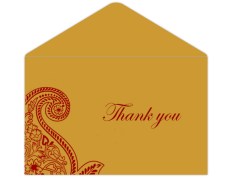 Thank you card in Golden & Red Paisley Design
