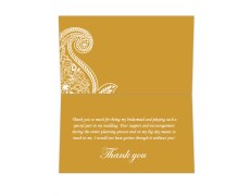 Thank you card in Golden & White Paisley Design