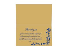 Thank you card in Golden & Blue Floral Design