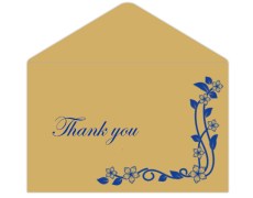 Thank you card in Golden & Blue Floral Design