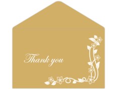 Thank you card in Golden & White Floral Design