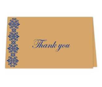 Thank you card in Golden and Blue Color