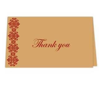 Thank you card  in Golden and Red Color