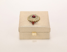 Ginni Box in Golden and Red Brooch Design