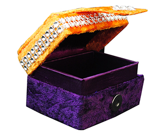Ginni Box in Purple & Orange Shaneel with Silver beads