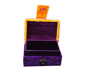 Ginni Box in Purple & Orange Shaneel with Silver beads