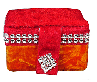Ginni Box in Red & Orange Shaneel with Silver beads