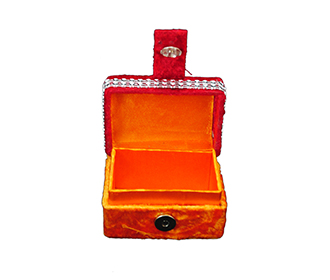 Ginni Box in Red & Orange Shaneel with Silver beads