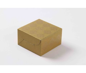 Golden Color Rectangular party favour box with printed initials and golden design