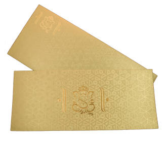 Golden Ganesha invite with a folding insert and glossy finish