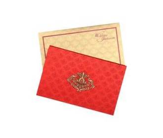 Golden Wedding Invitation Card in Royal Red Colour
